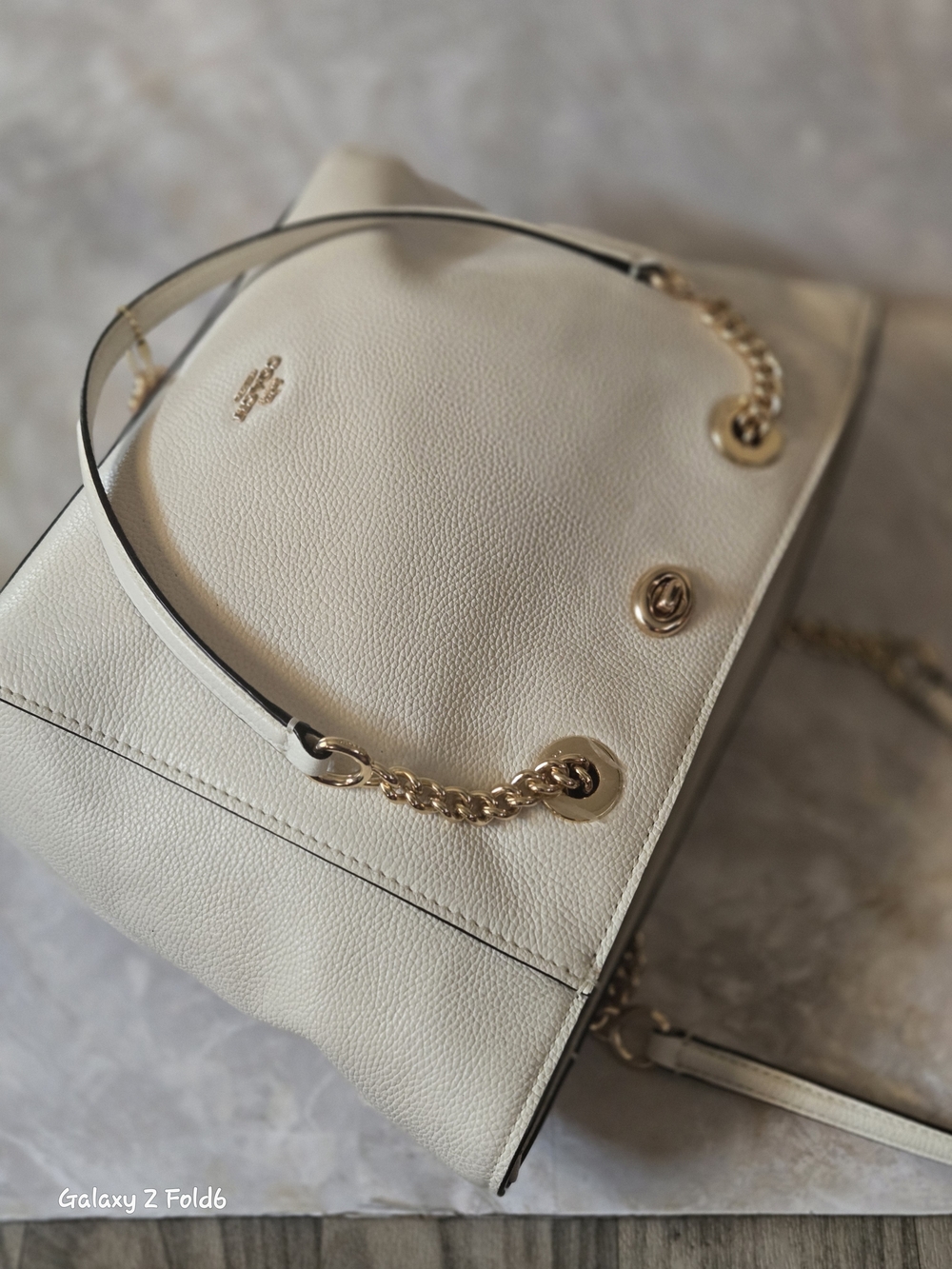 Coach Pebbled Leather Shoulder Bag in Chalk